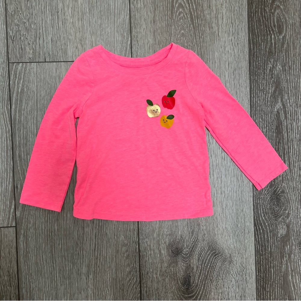 CAT & JACK LONG SLEEVE SHIRT APPLES PINK 18MO